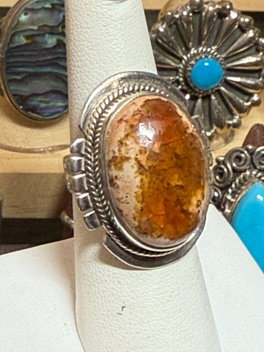 925 Mexican Cantera Fire Opal Ring View 3